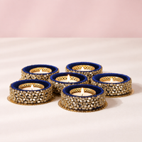 Sapphire Blue Kundan Diyas - Set of 6
