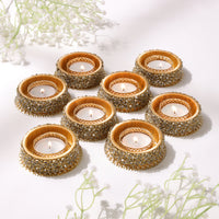 Gold Kundan Diyas- Set of 8