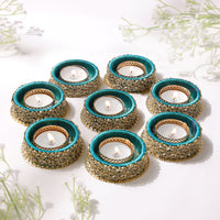 Peacock Green Kundans - Set of 8