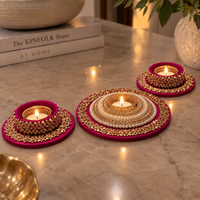 The Rani Pink Kundan Rhinestone Edit - Set of 3