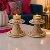 Pearl Pedestal Diya Set – Set of 2