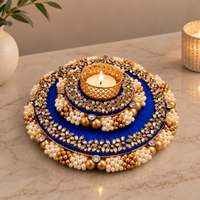 The Sapphire Blue Statement Diya - 7 inches wide