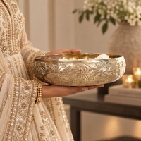 The Antique Silver-Gold Urli - 10.4 inches