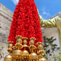 Red Jasmine Jhumka Garlands - 3.5in feet each - Set of 6