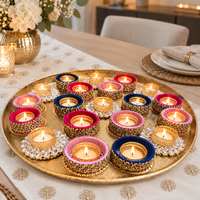 The Color Story Edit I 20 Diyas & 17.75 in Gold Tray
