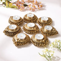 Antique Finish Classic Ghungroo Diya- Set of 8