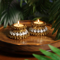 Antique Finish Decorative Stone Diya- Set of 2