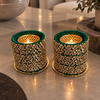 The Emerald Green Tall Kundan - Set of 2