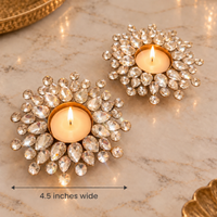 The Noor Crystal Diyas - 4.5 inches wide - Set of 2