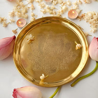 Brass Lotus Thali- 10 inches