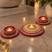 The Vermillion Red Kundan Rhinestone Edit - Set of 3