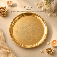 Brass Lotus Thali - 10 inches wide