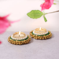 Emerald Green Ghunghroo Diya-Set of 2