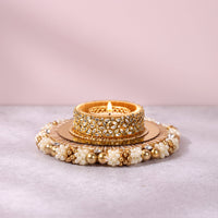 Gold Acrylic Centerpiece with Diya- 5 inches