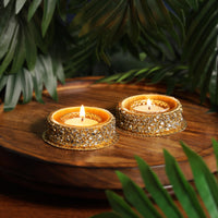 Gold Kundan Diyas- Set of 2