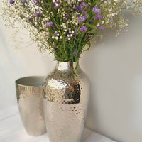 Nickel Finished Hammered Vase