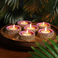 Royal Purple Kundan Diyas- Set of 6