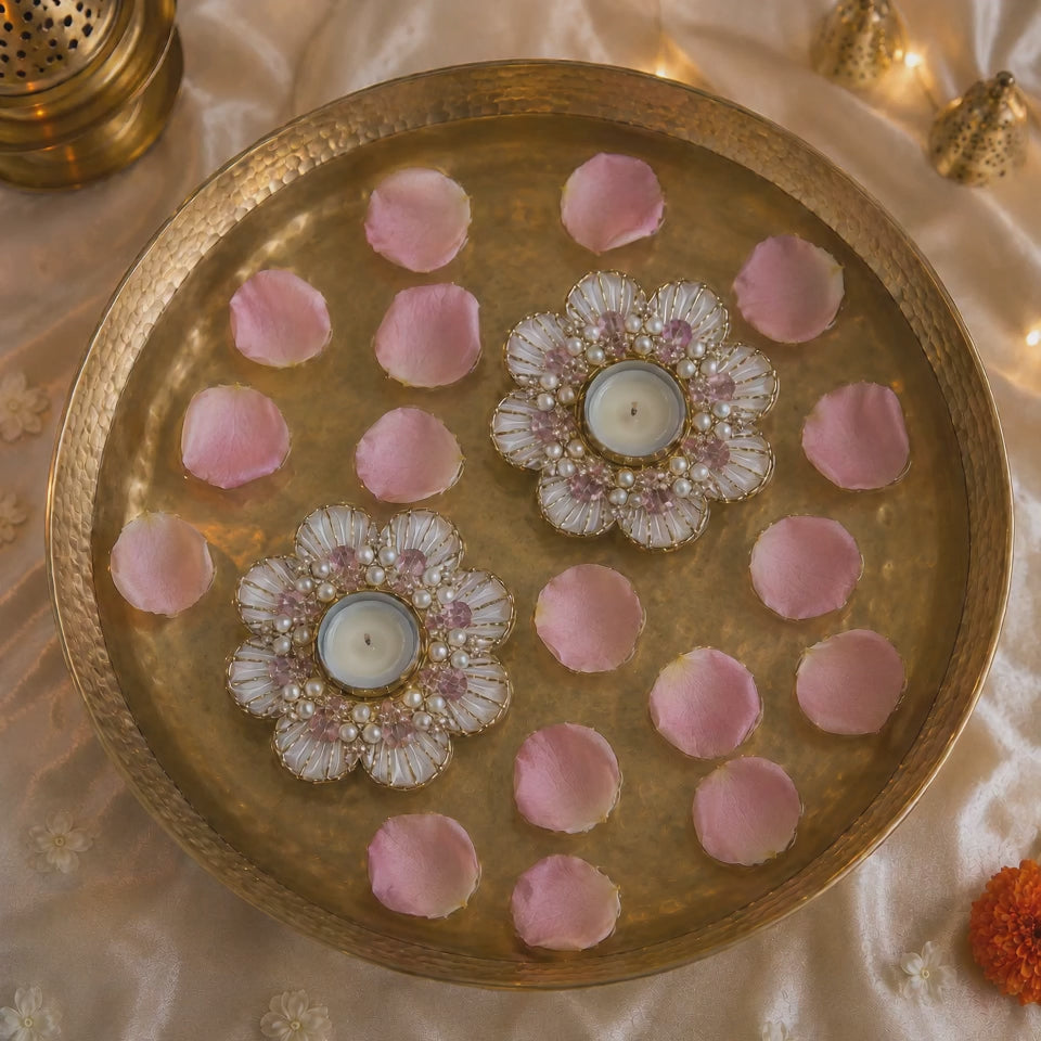 Pink Pearl Floating Diyas (Lightweight) - Set of 2